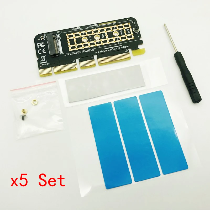 5 шт. M.2 NVME адаптер M.2 M2 NVME PCIE to M2 адаптер PCI Express X16 X8 X4 Raiser SSD M.2 PCI-E Плата расширения для SSD 2230-2280