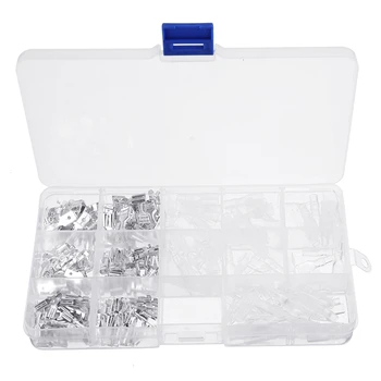 

270pcs 2.8/4.8/6.3mm Silver Bare End Plug Spring Cold-Press Insulated Terminal Block Wire&Cable Connector Spade Terminal Kit Box