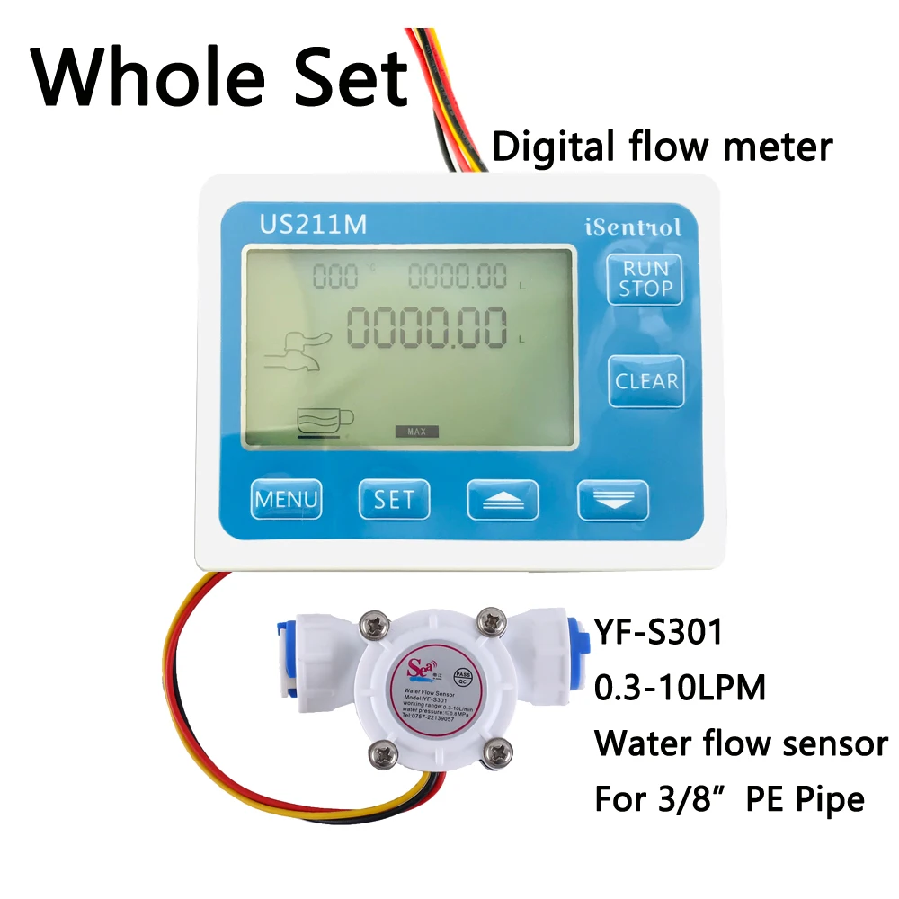 

US211M Water Flow Meter Hall Water Flow Sensor Reader with Plastic YF-S301 0.3-10L/min Electric Flowmeter China Supplier iSentro