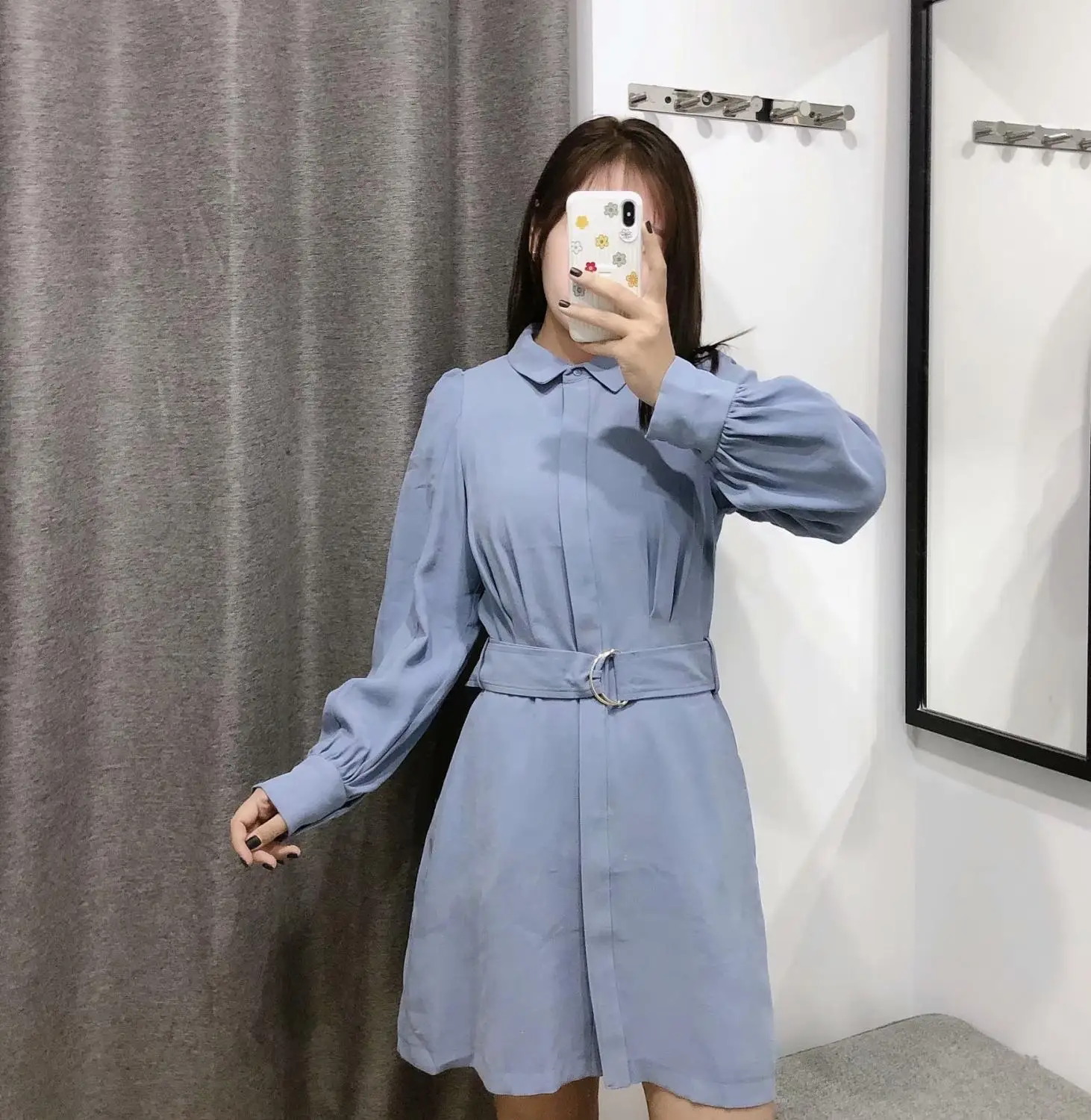 Женские модные однотонные цветные ленты shirtwaister платье осенние женские длинные