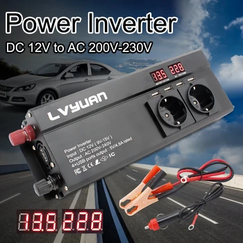 

DC 12V To AC 220V 6000W Power Inverter EU Plug 3AC Outlets 4 USB Digital Desplay Hometravel Outing Car Inverter Power adapter