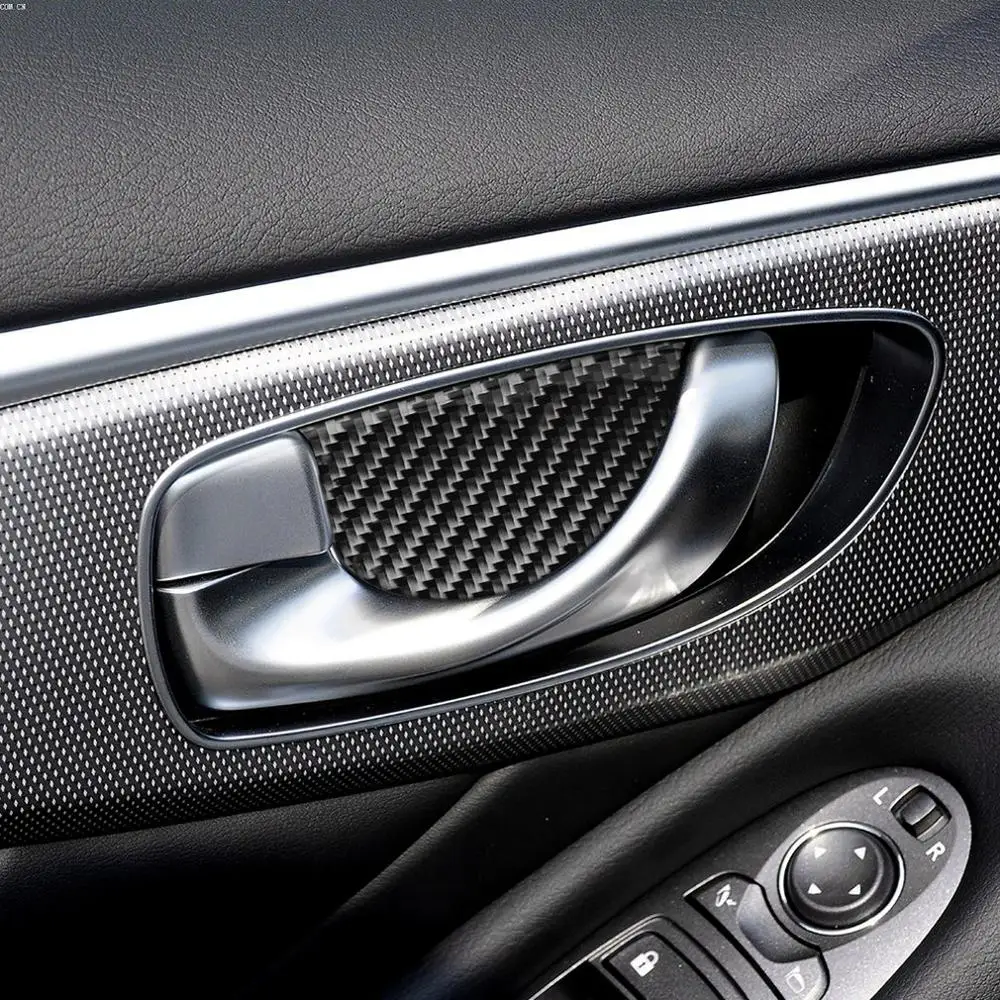 4 шт., новинка, углеродное волокно, дверная ручка, чаша, Накладка для Infiniti Q50 V37+, набор для украшения интерьера автомобиля