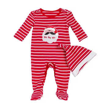 

Newborn Baby Boy Girl Christmas Romper 2020 New Year Red Striped Cotton Jumpsuit Xmas Fall Long Sleeve Baby Romper Outfits 0-24M