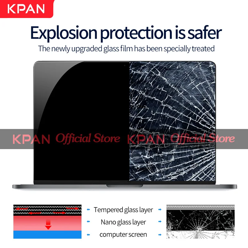KPAN HD 4K Anti-blue Light Universal Laptops Screen Protector 14 16 15 17inch 16:9 Tempered Glass Film For Dell HP Xiaomi Lenovo