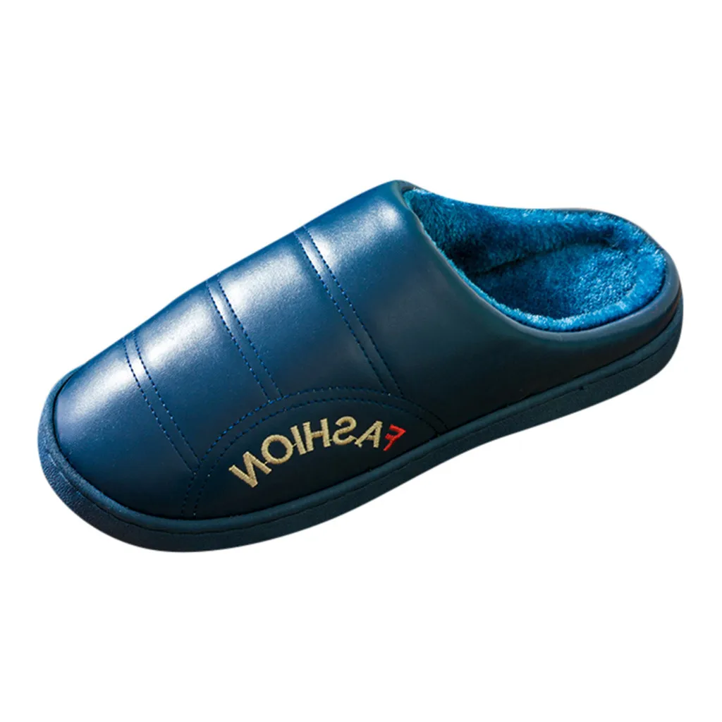 Winter Warm Leather Home Slipper Shoes Woman New Arrival Flat Non-slip Indoor Slipper Woman Shoes Plus Velvet Large Size Slipper