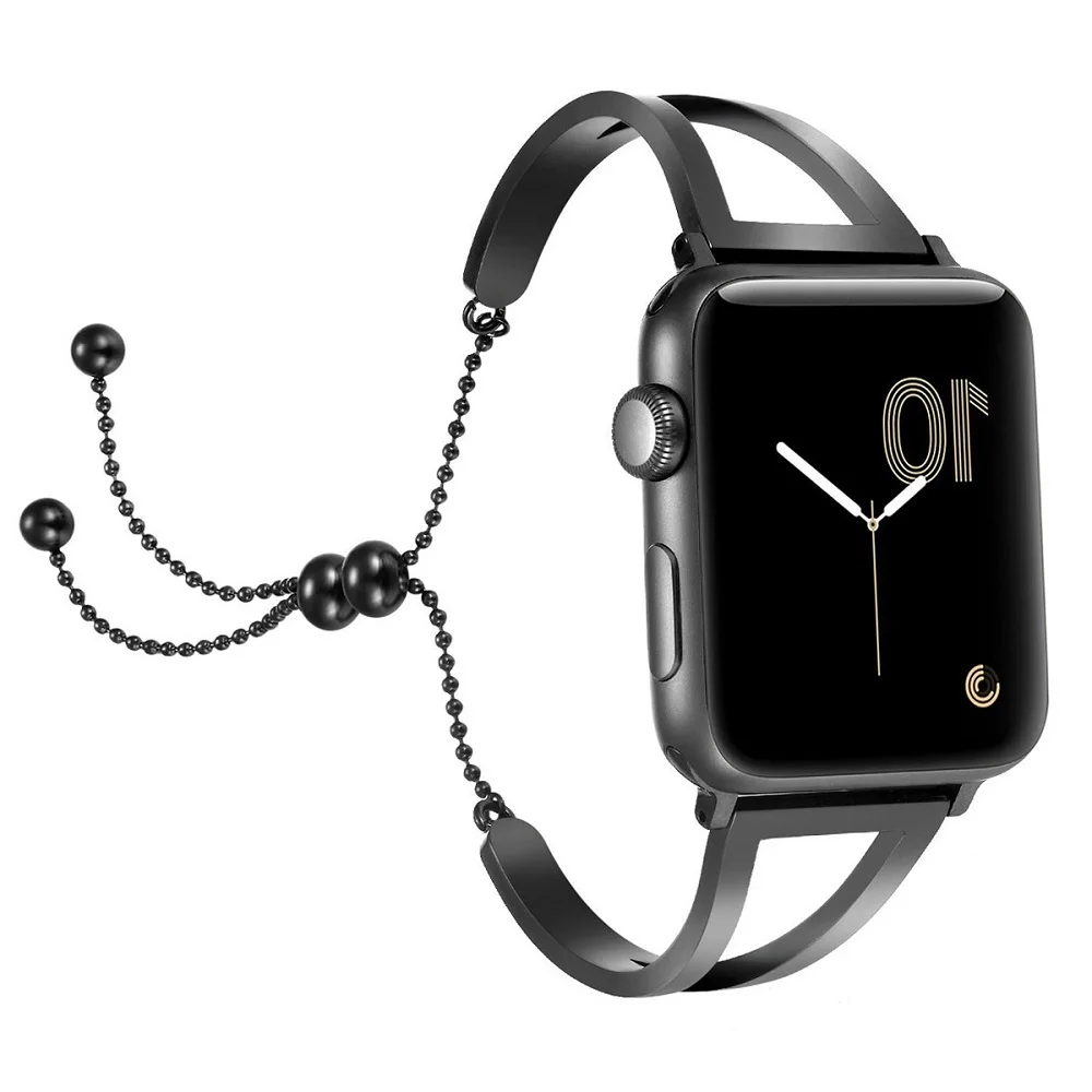 Ремешок для apple watch 5, 4, 3, ремешок 38 мм, версия cinturino 40 мм для наручных часов Iwatch apple watch ремешок полосы Для женщин девушки браслет ремень на запястье - Цвет ремешка: black