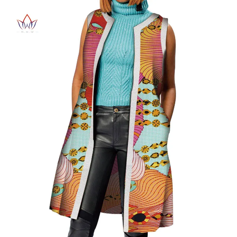 Африканская одежда Базен Riche африканские платья для женщин Дашики Длинный жилет пальто куртка традиционная Женская африканская одежда WY4207 - Цвет: 1
