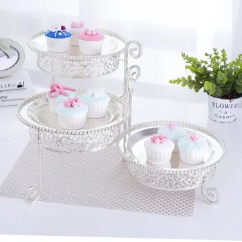 

European style rotating cake tray, silver plated snack shelf, creative living room, wedding decorations, dessert table, three-la