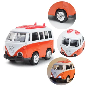 

1:43 Cartoon Mini Bus Car Die-Casting Metal Model Children's Toy Car Alloy Sound And Light Pull Back Model Children's Gift