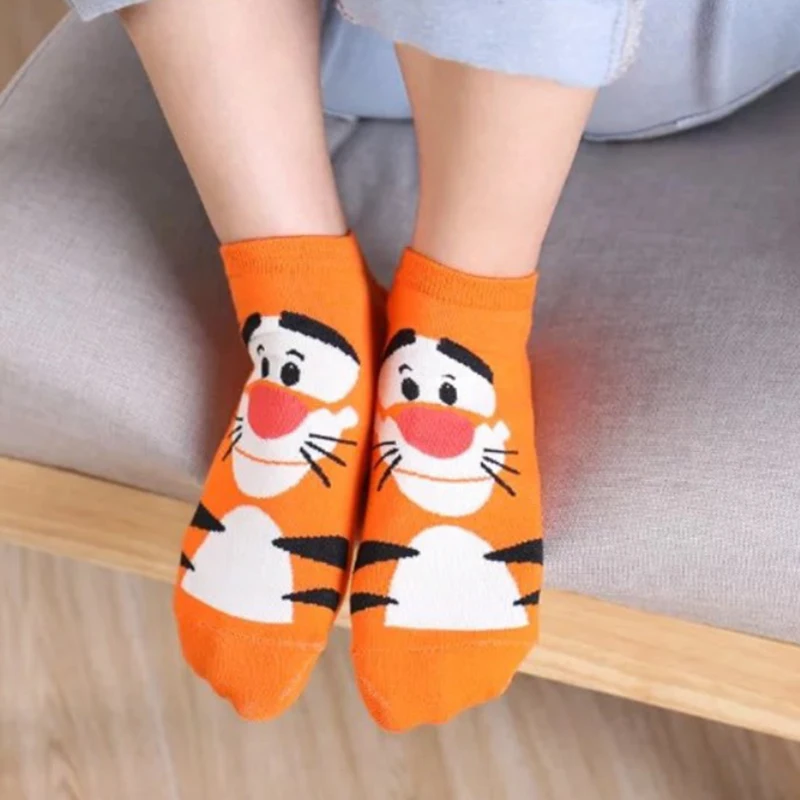 Disney 1pair Stitch Rabbit Lady Socks Cute Fresh Short Cartoon Socks Cute Animal Monster Harajuku Boat Socks