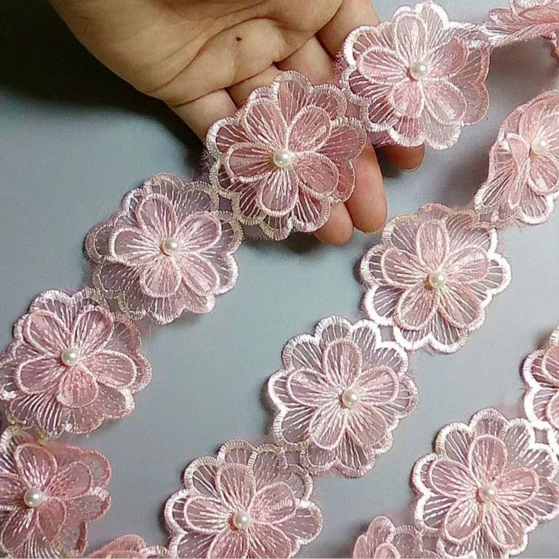 10 шт., двухслойная вышитая кружевная тесьма, 5 х5 см