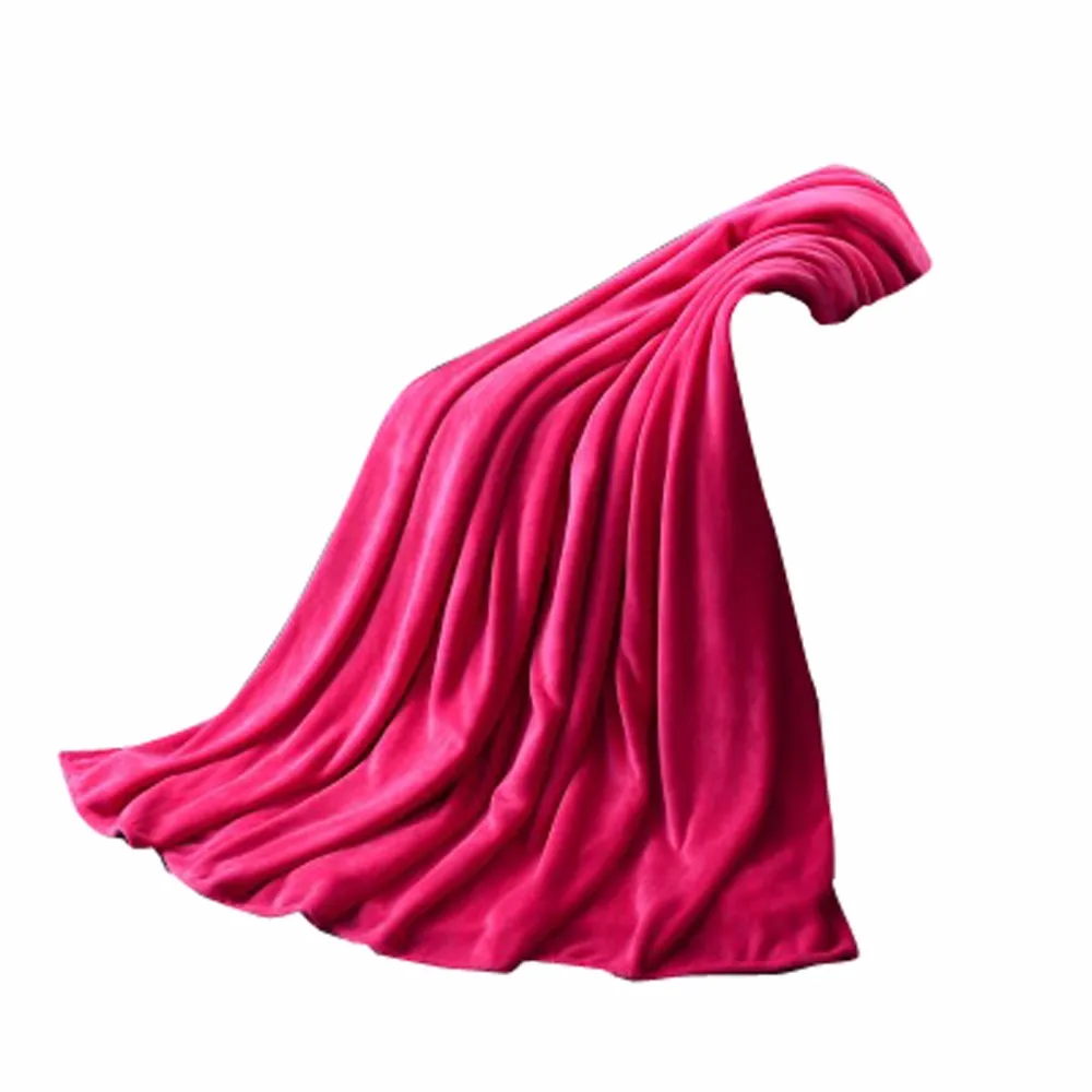 Hot Red OUNEED 100*140 см супер теплый однотонный теплый микроплюшевый флисовый плед диван-кровать зимний Взрослый Мягкий Толстый Плед#45 - Цвет: Hot Red