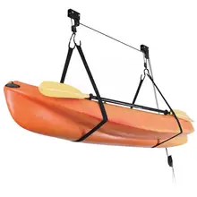 Kayak Suspension Hoist Pulley System Bike Lift Garage Black Ceiling Rack Rope Storage Hook Load-bearing 60kg Hanging K0f9