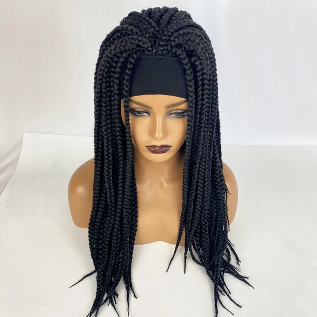 M H Headband Braids Wigs For Black Women Brown Color Lolita Perruque Tresse Africaine Synthetic Hair