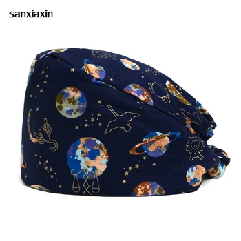 

Unisex Pharmacy Scrub Cap Nurse Doctor Surgical Hospital Adjustable Medical surgery Caps Scrub Lab Clinic Dental Operation Hat 2