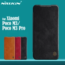 Dla Xiaomi Poco M3 Pro 5G etui z klapką Nillkin Qin skórzane etui z klapką kieszeń etui na telefon z klapką dla Xiaomi Poco M3 etui na telefony tanie tanio CN (pochodzenie) Filp Leather Card Pocket Case Zwykły PU leather + PC Black Brown Red For Xiaomi Poco M3 Flip Case For Xiaomi Poco M3 Pro 4G Flip Cover