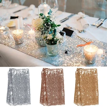 

Sequin Table Runner Shiny Gold Silver Colour Luxury Style Glitter Home Textile Wedding Party Banquet Hotel Dinner Table Cloth
