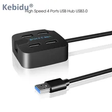Kebidu usb-концентраторы 4 порта Мульти USB 3,0 концентратор Высокоскоростной Разветвитель USB 2,0 зарядное устройство для настольного ноутбука ПК Компьютерные аксессуары