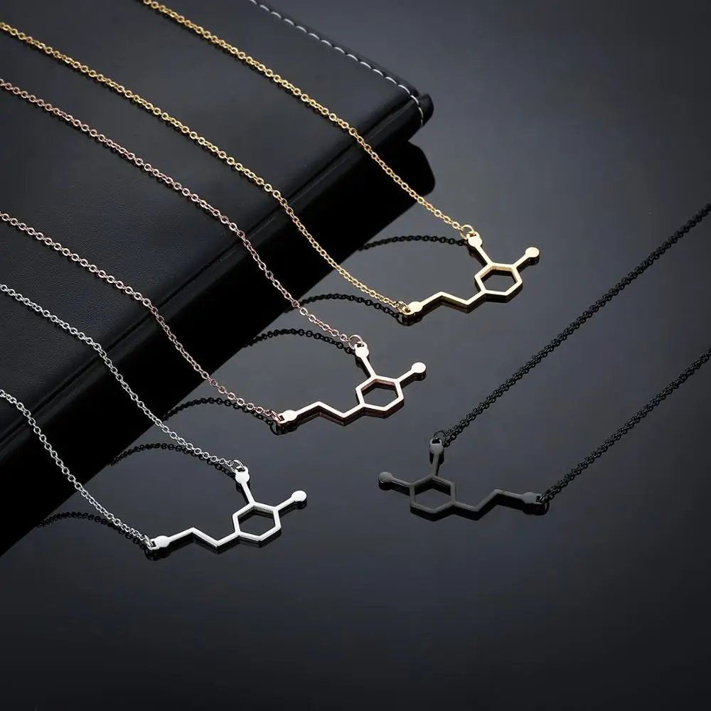 Stainless Steel Wine Molecule Necklace Chemistry Molecular Pendant