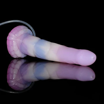 FAAK Squirt Dildo With Suction Cup Silicone Curved Anal Plug Syringe Tube Spray Ejaculation Penis G-spot Stimulate Sex Toys Shop 5