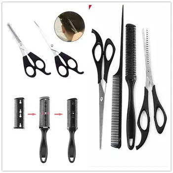 

BellyLady 4 Pcs/Set Salon Scissors Hairdressing Tool Contains Hair Cutting Comb Tooth Scissors Pointed Tail Comb Barber Scissors