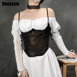 Shestyle 2022 Spring Corsets Women Vintage Queen Princess Sweetheart Bone Shape Spaghetti Strap Flower Brown Wrap Girdle Lady