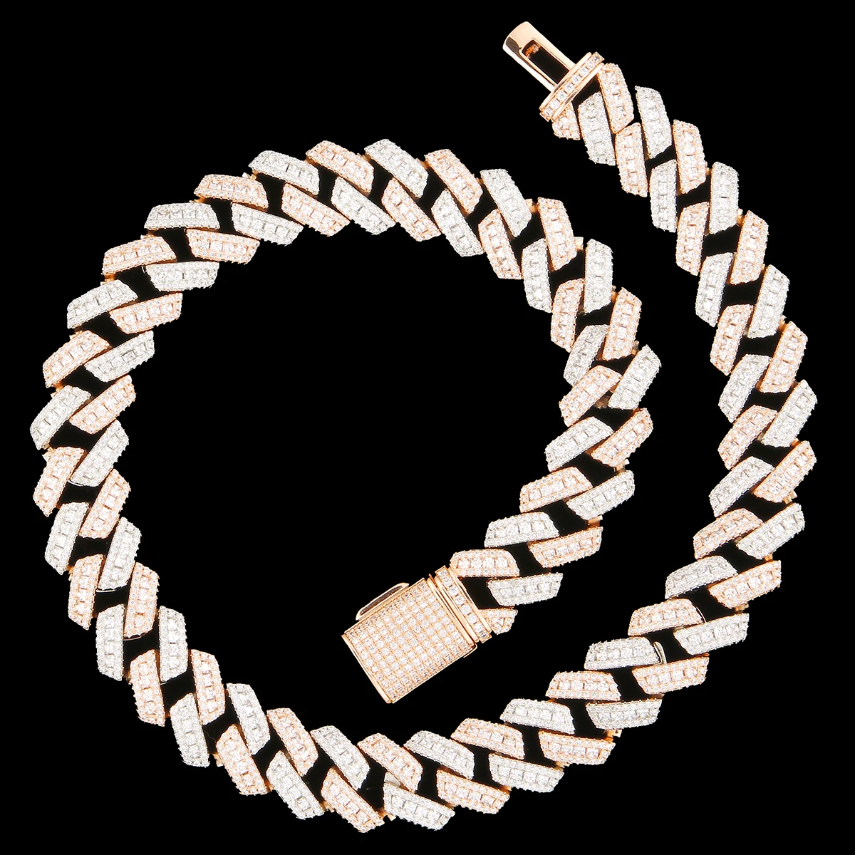 Bubble Letter Iced Out Cuban Link Chain Baguette Charms Men Necklace Real Gold Plated Hip Hop Jewelry