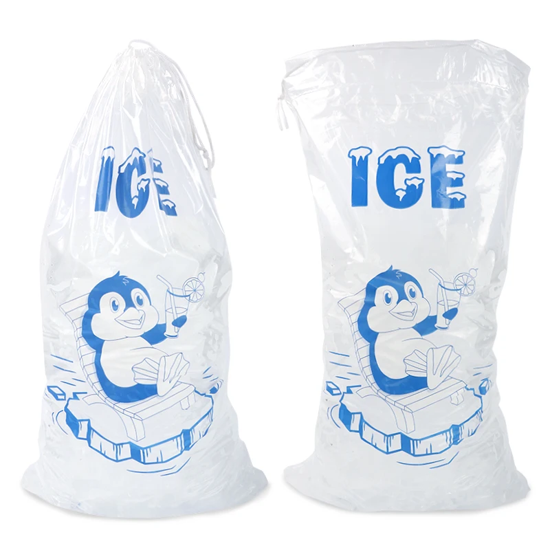 10LBS Drawstring Ice Bag Puncture Resistant Disposable Recyclable Freezer Pouch 4.5KG