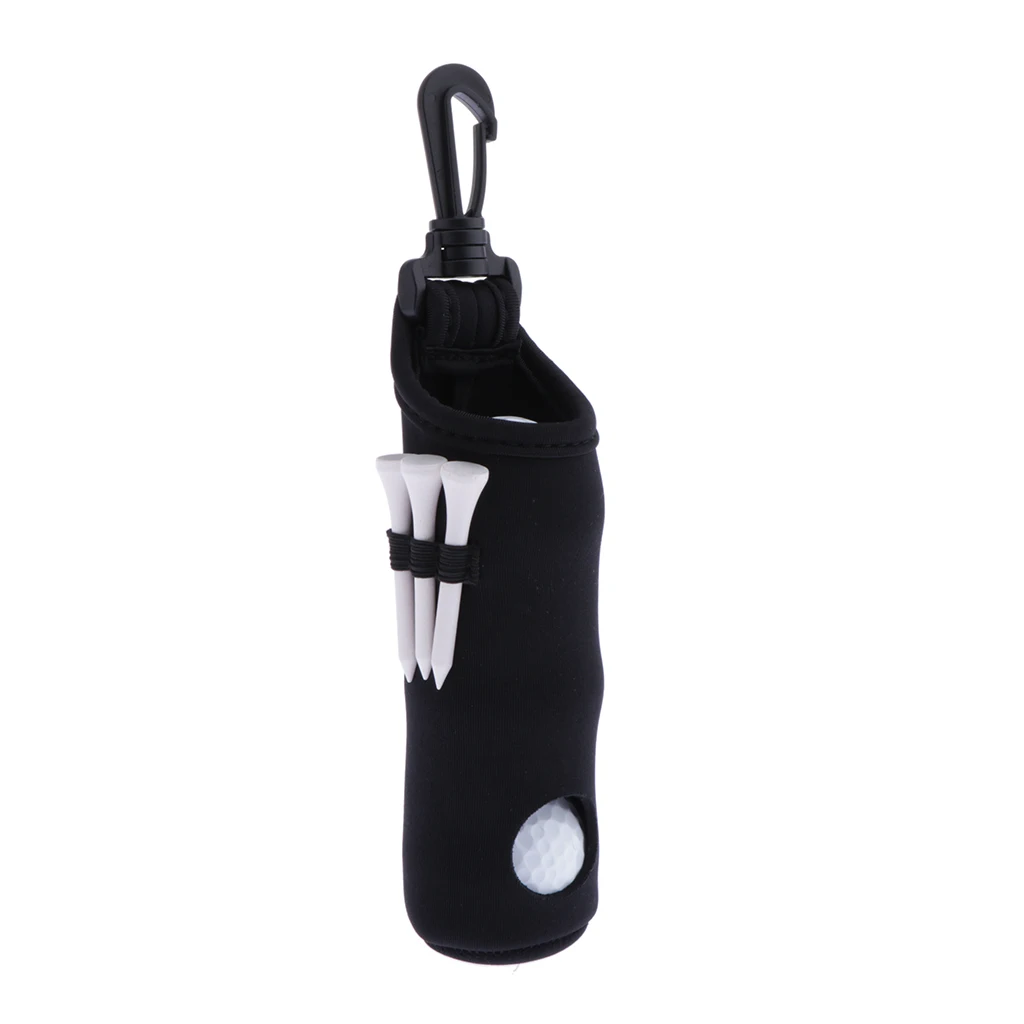 Neoprene Golf Ball Holder With Strong Swivel Snap Clip, Comes with 3 Practice Golf Balls and 3 Golf Tees