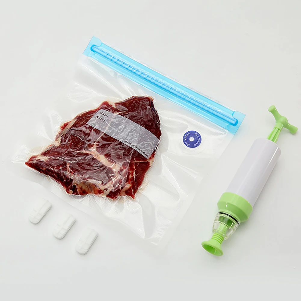 Вакуумные пакеты для хранения продуктов многоразовые герметичные с ручным