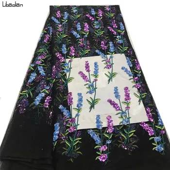 

Pretty French Net Lace Fabric Good Quality Tulle Net Lace Fabric 5Yards/pcs Romantic lavender embroidery For Dresses ZJ26-21