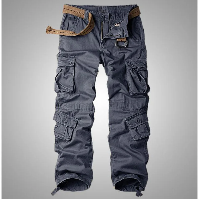 Брюки-карго размера плюс, комбинезоны в стиле хип-хоп, мужские хлопковые брюки в стиле хип-хоп, мужские Мешковатые повседневные свободные камуфляжные штаны - Цвет: Серый