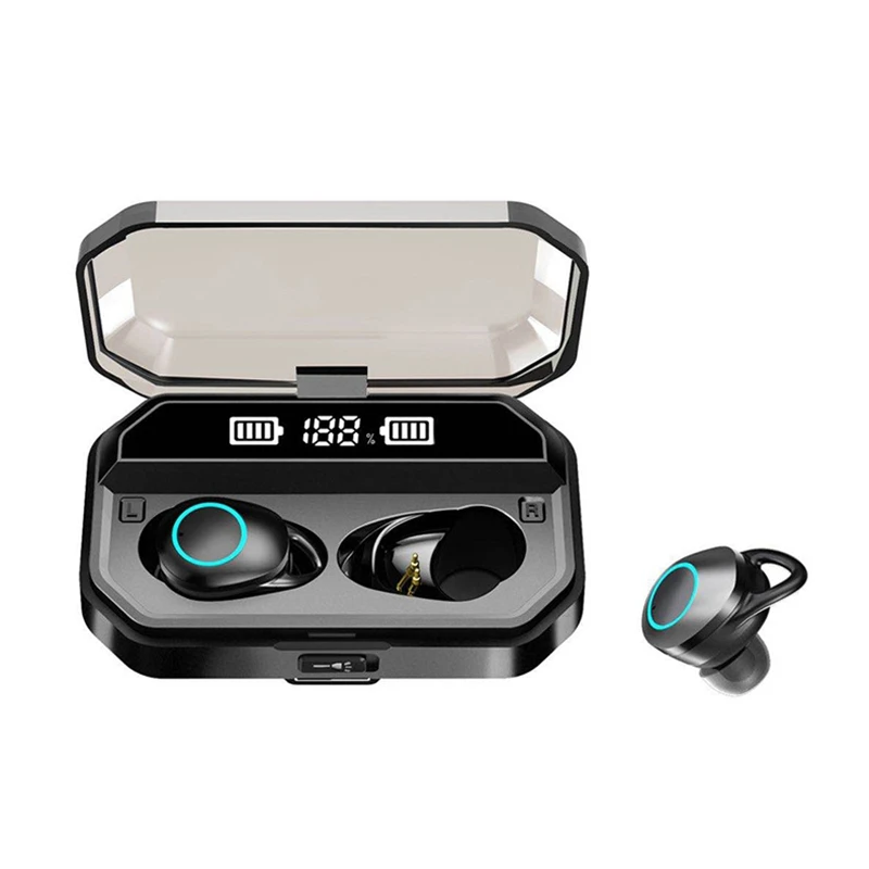 Wireless Earphones Bluetooth 5 0 Headphones Digital ligence Led Display Built In Mic With Flashlight