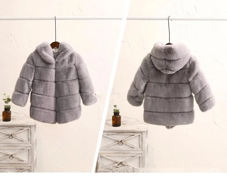 Пальто с искусственным мехом для детей от 2 до 8 лет утепленная детская одежда для девочек детское зимнее теплое пальто с капюшоном
