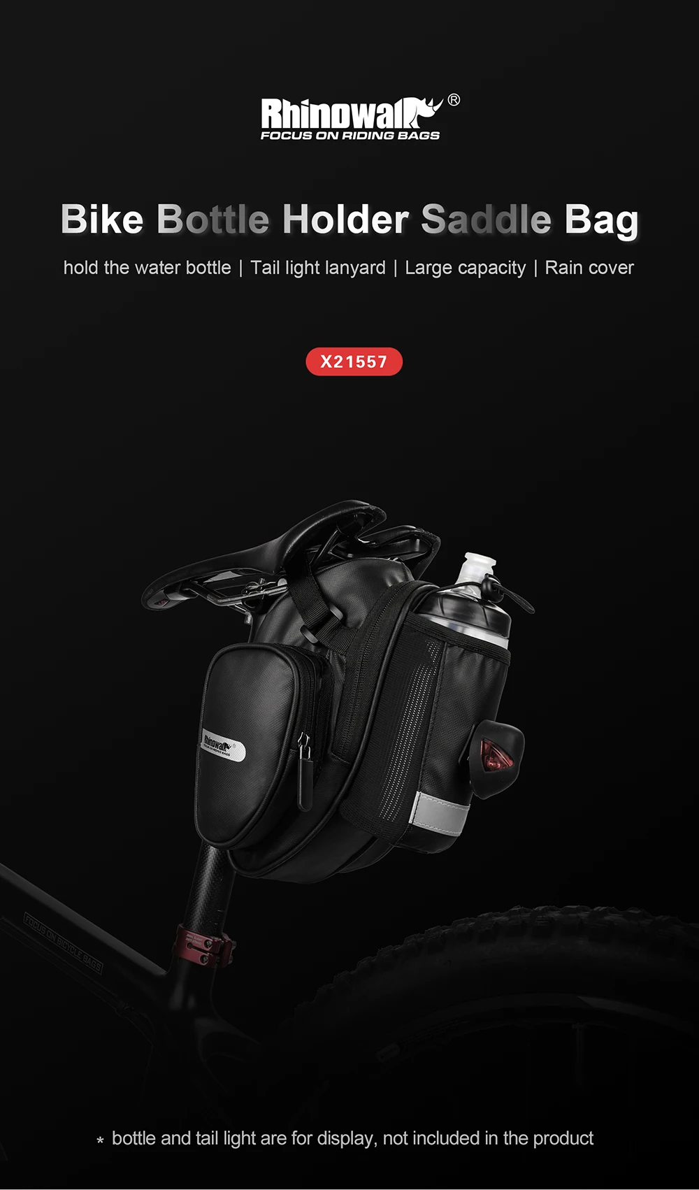 Rhinowalk Bicycle Bag Waterproof Bike Saddle Bag Large Capacity for MTB Bike Rear Seatpost Water Bottle Repair Tools Holder Bag (1)
