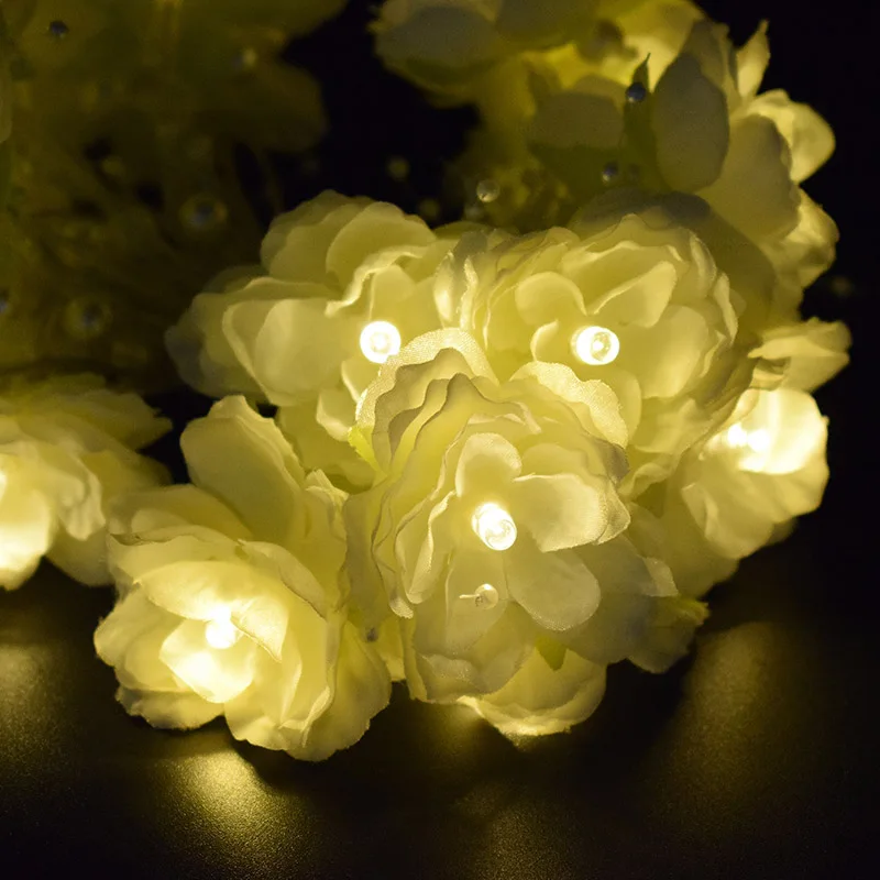 

2.2 Meter 20 LED Rose Light String Indoor Outdoor Bright Warm Rose Flower Lamp JA55