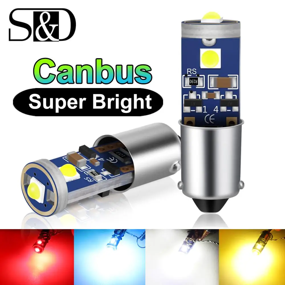 

2Pcs Canbus 12V BA9S T4W Led Bulbs Car Interior Lights Marker Dome Readling License Plate Lamp White Red Yellow Blue