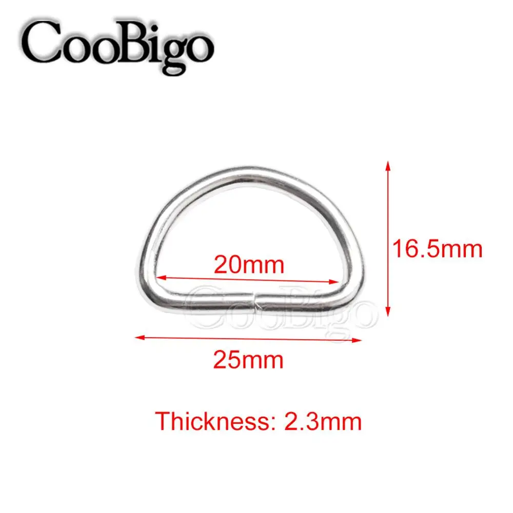 20mm Webbing 100 шт 3/"~ 2" металлическое кольцо Dee D Пряжка лямки Рюкзак Сумка обувь части Кожа ремесло ремень ошейник для домашних животных DIY Швейные аксессуары - Цвет: 20mm Webbing