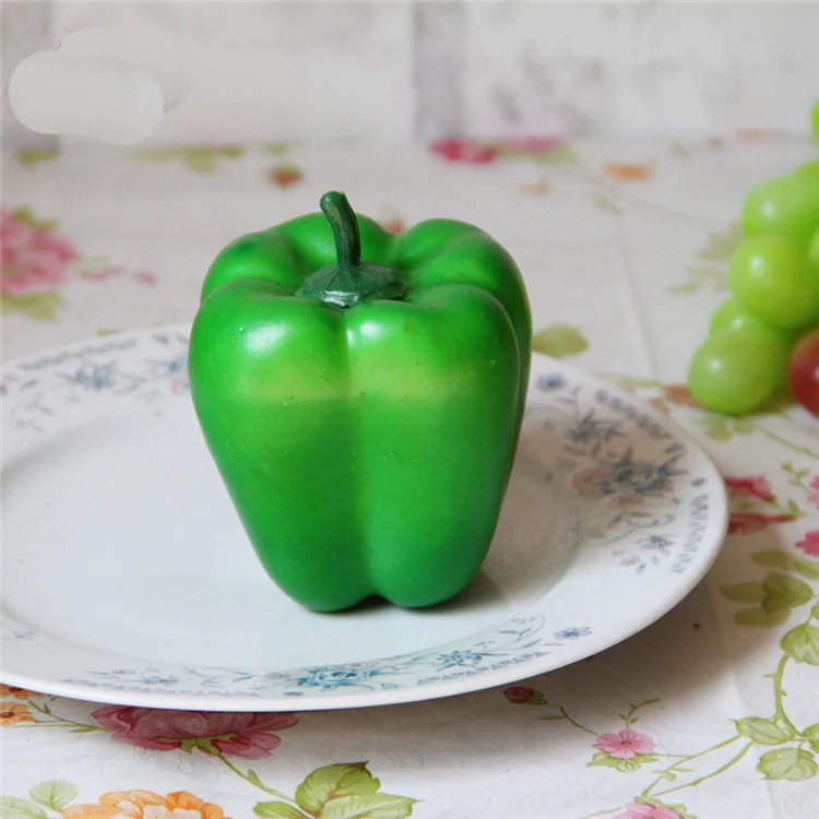 

Food Green Bell Pepper Pimento Vegetable Toy Model Simulation Food Educational Kid Pretend Play House Kitchen Decorative Toy