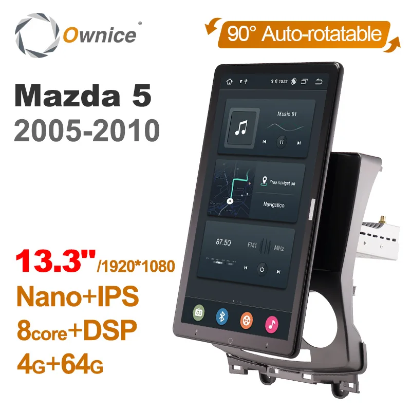 Автоматический вращающийся 1920*1080 13 3 &quotOwnice Android 10 0 автомобильный мультимедийный