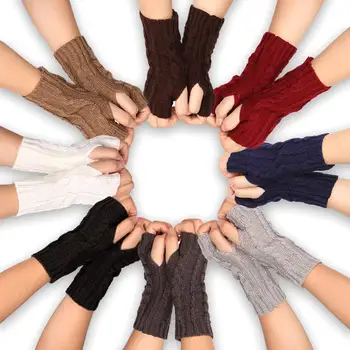 

Hot Sale Women Acrylic Mitten Warm Fingerless Gloves Hand Warmer Winter Women Arm Crochet Knitting Faux Gloves Gants Femme