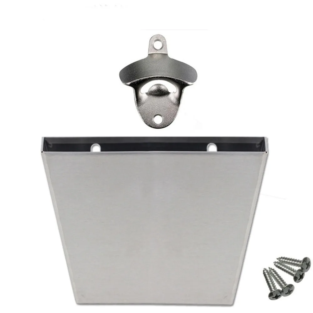 Capsule collection bucket Stainless Steel Bar Wall Mount Bottle Beer Opener Tool Cap Catcher Box #4C07 (7)