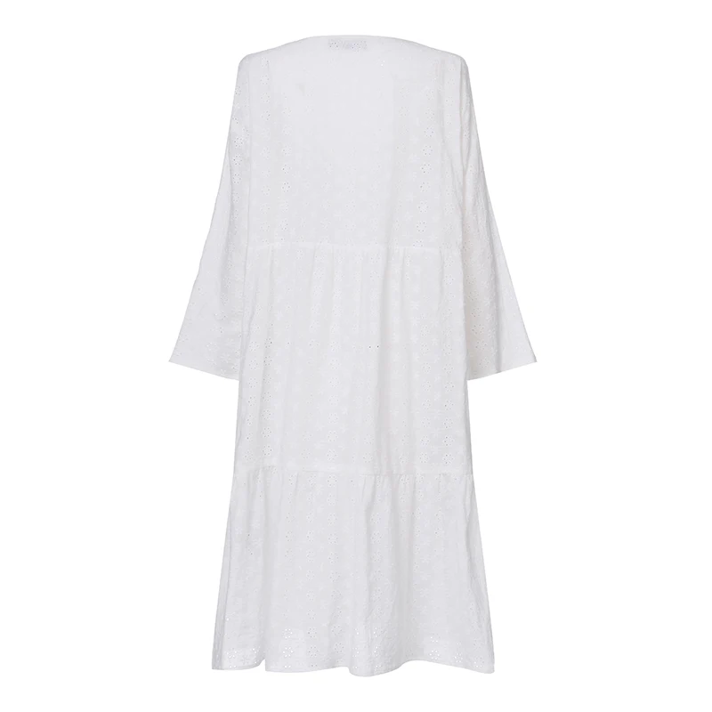 Женское элегантное белое платье с вышивкой, осень, сексуальное платье с v-образным вырезом, женские вечерние платья с длинным рукавом, S-5XL