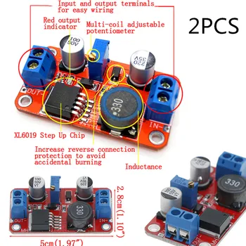 

2pcs 5A DC-DC Step Up Power Module Boost Volt Converter 3.3V-35V To 5V 6V 9V 12V 24V