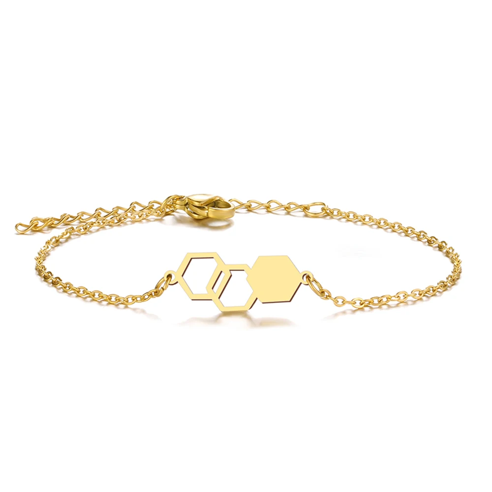 Stainless Steel Bracelets Minimalist Chemical Molecules Fashion Chain Fine Charm Bracelet - Image 2