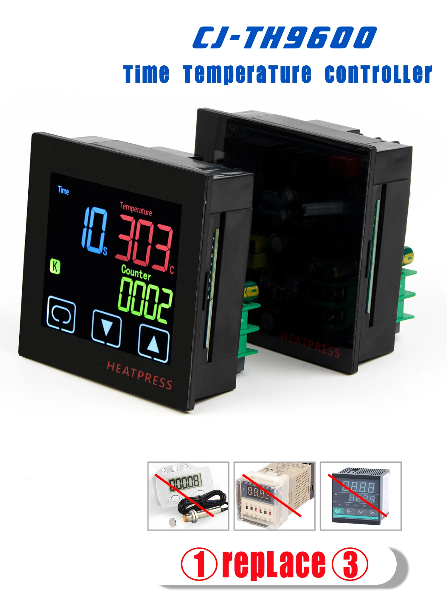 LCD Touch screen buttons Digital temperature controller CJTH9600 220VAC SSR output time count