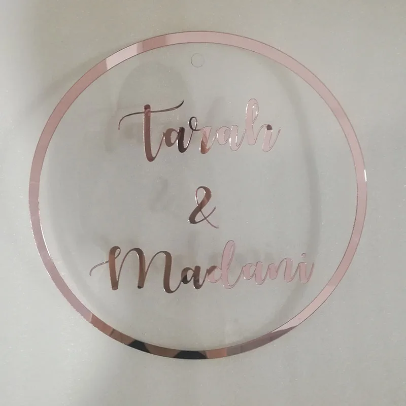 Персонализированные розовое золото имя знак BabyShower Свадебная вечеринка Декор на заказ свадебные имя знак зеркало акриловые вечерние сувениры