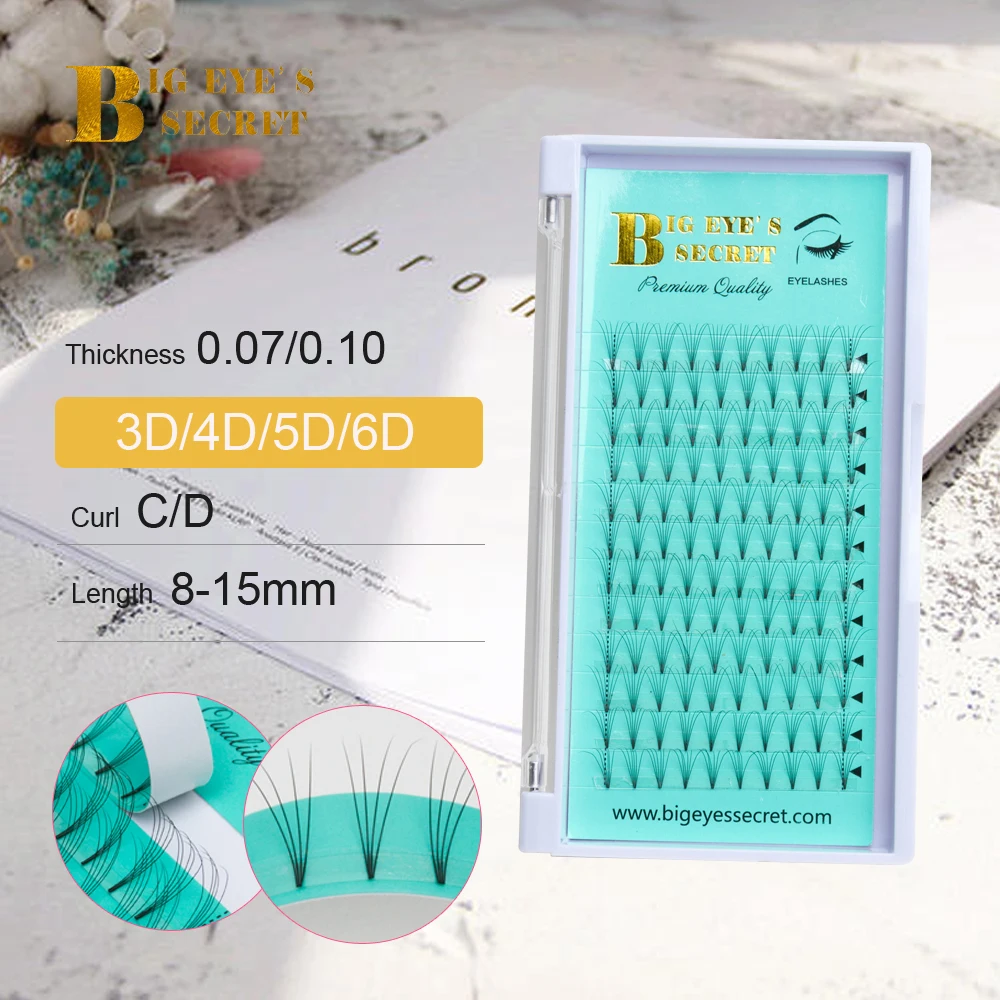 

Big Eye's Secret Lashes Premade Wide Fans 3d/4d/5d/6d/10d/20d Short Stem Russian Volume Professional Eyelash Extensions Faux