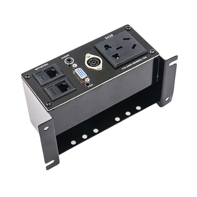 

Multimedia Desktop Socket Zinc Alloy Panel with 3.5mm Audio VGA Aviation 8Pin Microphone Socket Dual RJ45 Network Interface