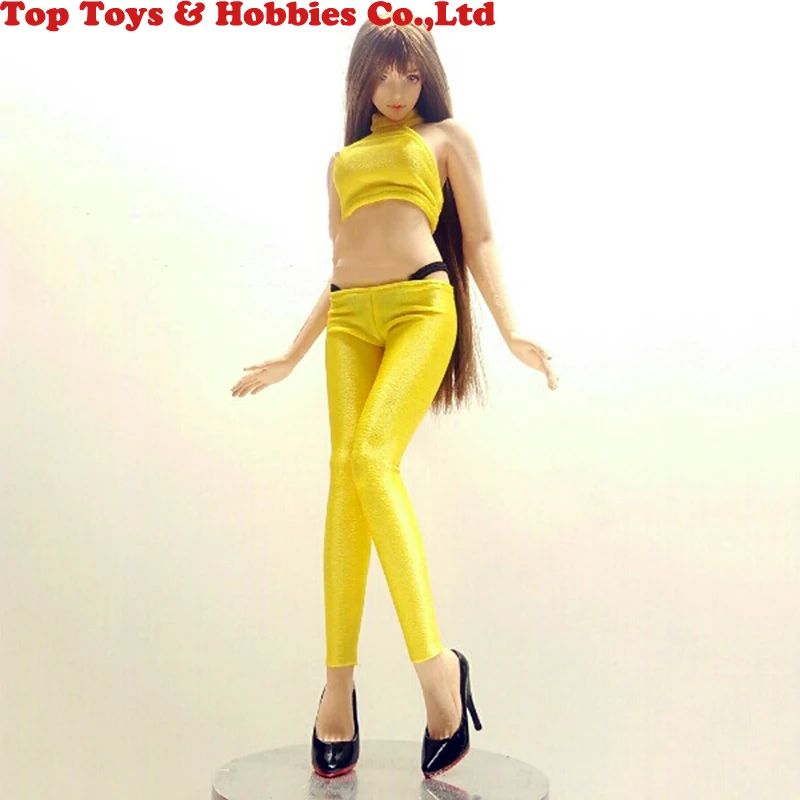 

Customs Female Clothes 1/6 Scale Yellow Short Tops & Pants Clothing Set For 12" HT PH Kumik Doll Model
